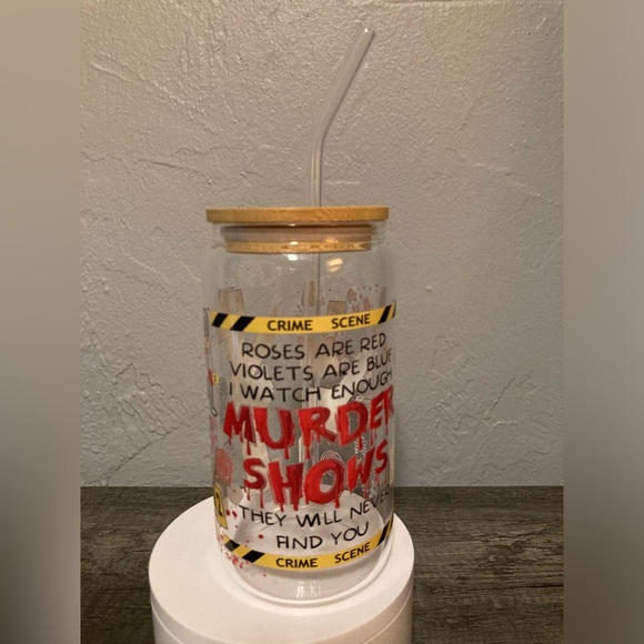 Murder Shows Graphic Hand Crafted Glass Tumbler - Picture 6 of 8